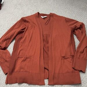 Rust Open Front Cardigan Sweater